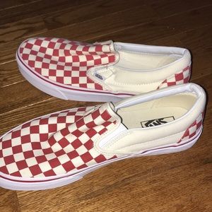 Red Checkerboard slip ons
